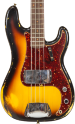 Solid body elektrische bas Fender Custom Shop 1963 Precision Bass #CZ560028 - Heavy relic aged 3-color sunburst