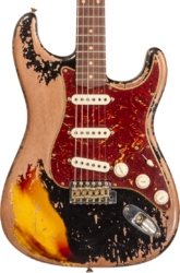 Elektrische gitaar in str-vorm Fender Custom Shop 1961 Stratocaster #CZ580688 - Super heavy relic black o. 3-color sunburst