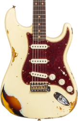 Elektrische gitaar in str-vorm Fender Custom Shop Stratocaster 1961 #CZ563376 - Heavy relic vintage white/3-color sunburst