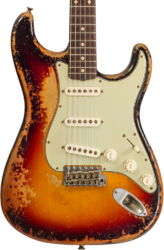Elektrische gitaar in strat vorm Fender Custom Shop 1961 Stratocaster Masterbuilt Dale Wilson #CZ552177 - Heavy relic 3-color sunburst