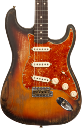 Elektrische gitaar in str-vorm Fender Custom Shop Stratocaster Sandblasted Masterbuilt Paul Waller #R117542 - Heavy relic 3-color sunburst