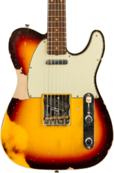 Televorm elektrische gitaar Fender Custom Shop 1960 Telecaster - Heavy relic chocolate 3-color sunburst