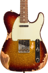Televorm elektrische gitaar Fender Custom Shop 1963 Telecaster #R141275 - Heavy relic sparkle 3-color sunburst