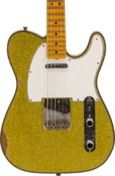 Televorm elektrische gitaar Fender Custom Shop 1963  Telecaster Custom Ltd #CZ545983 - Relic chartreuse sparkle