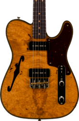 Semi hollow elektriche gitaar Fender Custom Shop Artisan Dual P90 Maple Burl Tele - NOS Aged Natural