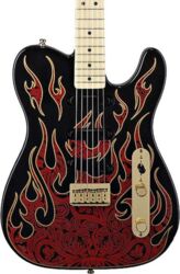 Televorm elektrische gitaar Fender Telecaster James Burton (USA, MN) - Red paisley flames
