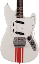 Retro-rock elektrische gitaar Fender Made in Japan Traditional 60s Mustang - Olympic white w/ red competition stripe
