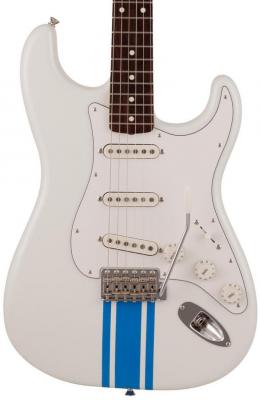 Solid body elektrische gitaar Fender Made in Japan Traditional 60s Stratocaster - Olympic white w/ blue competition stripe