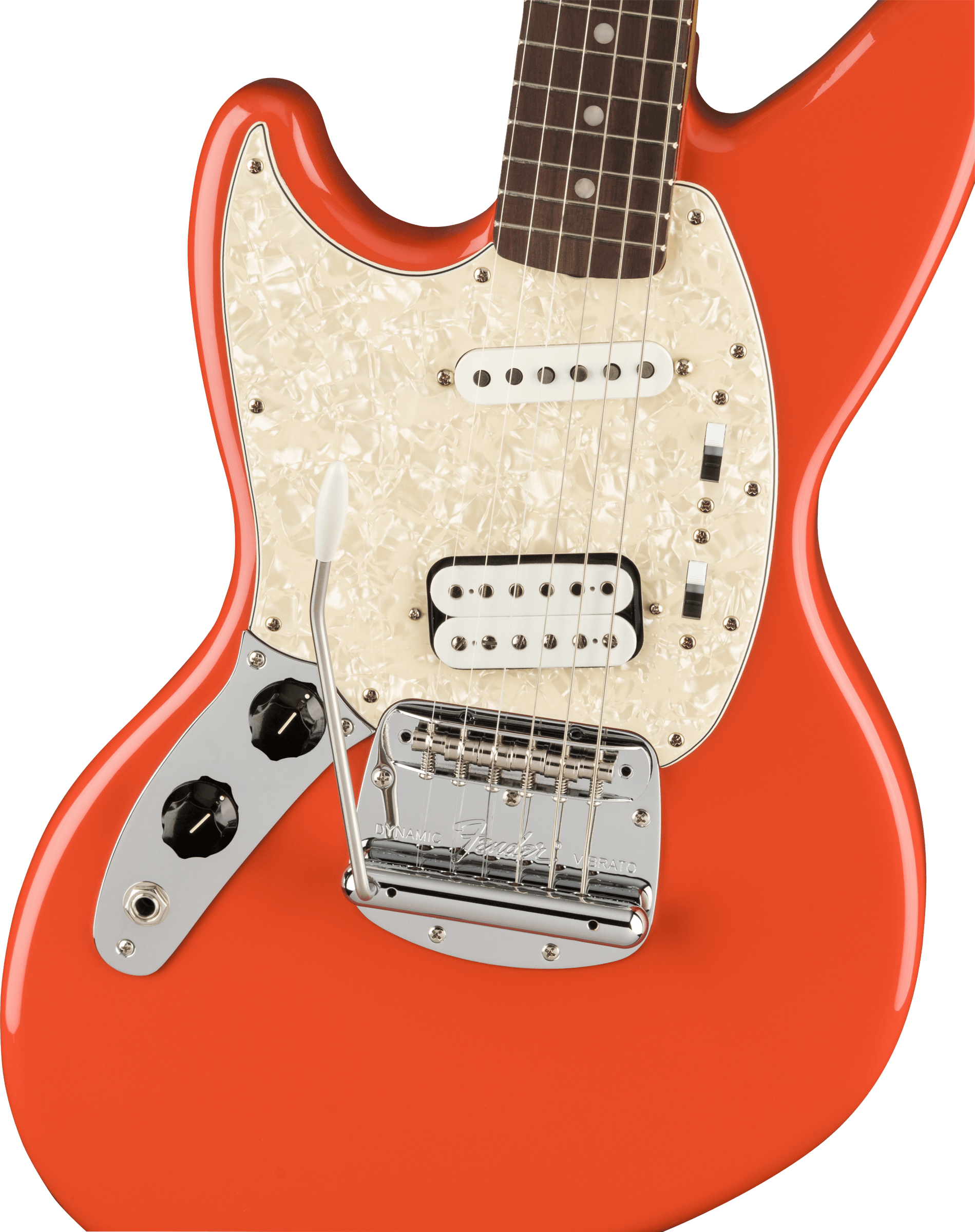 Fender Jag-stang Kurt Cobain Artist Gaucher Hs Trem Rw - Fiesta Red - Linkshandige elektrische gitaar - Variation 2