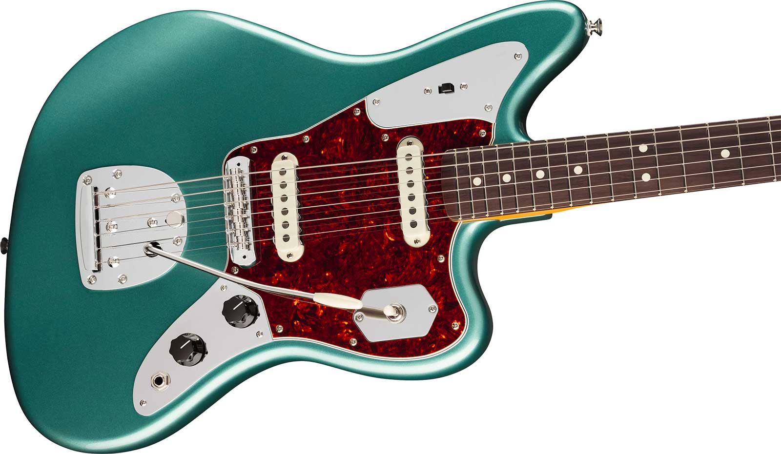 Fender Jaguar Classic American Pro Usa Shsc 2s Trem Rw - Faded Sherwood Green Metallic - Retro-rock elektrische gitaar - Variation 2
