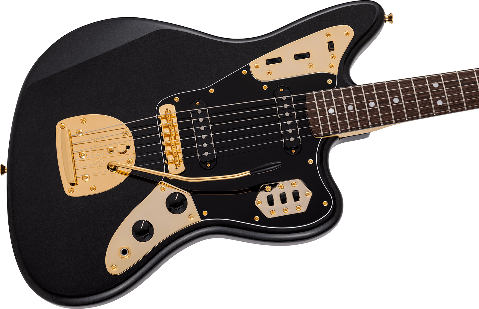 Fender Jaguar Traditional 60s Mij Ltd Jap Shsc 2s Trem Rw - Black Pearl - Retro-rock elektrische gitaar - Variation 2