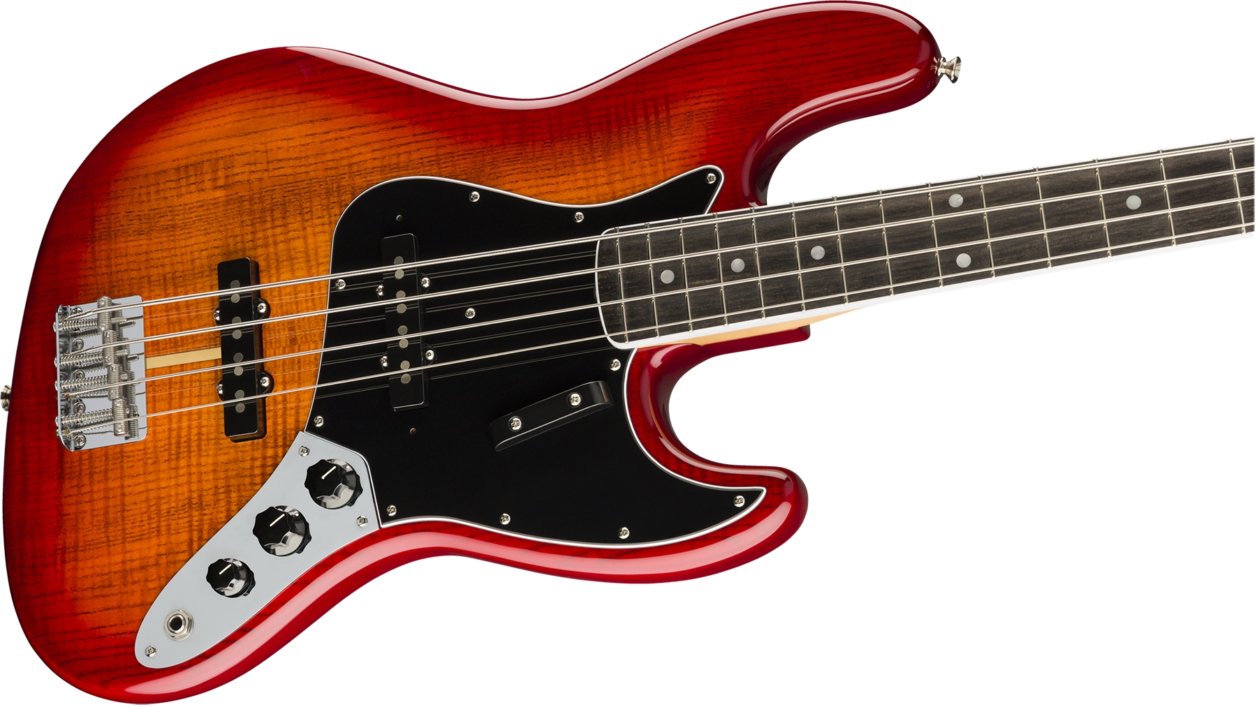 Fender Jazz Bass Flame Ash Top Rarities Usa Eb - Plasma Red Burst - Solid body elektrische bas - Variation 2