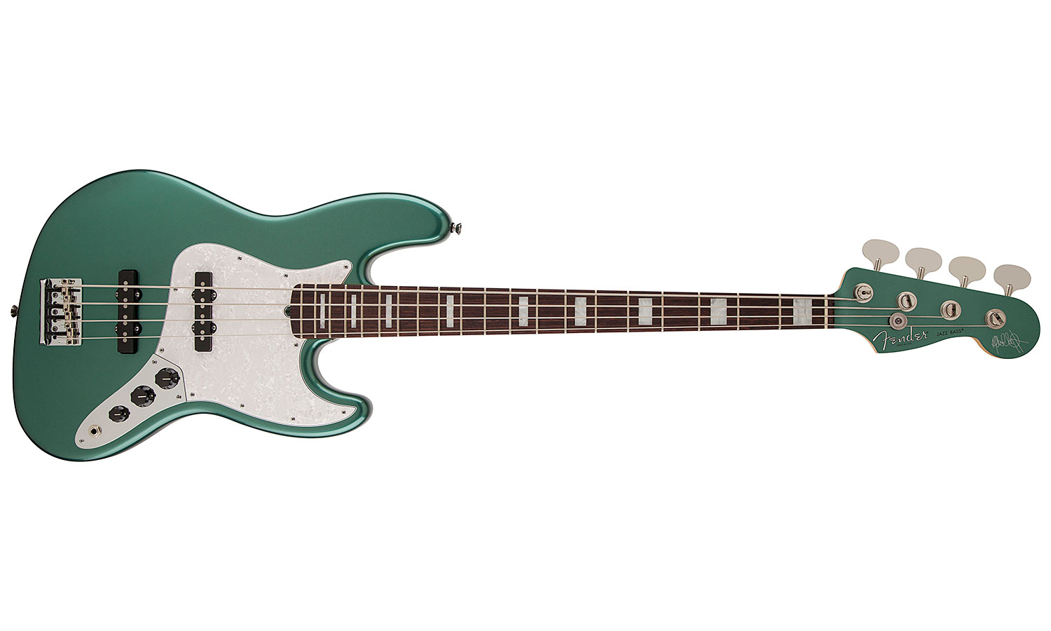 Fender Jazz Bass Usa American Artist Adam Clayton 2014  Rw Sherwood Green Metallic - Solid body elektrische bas - Variation 1