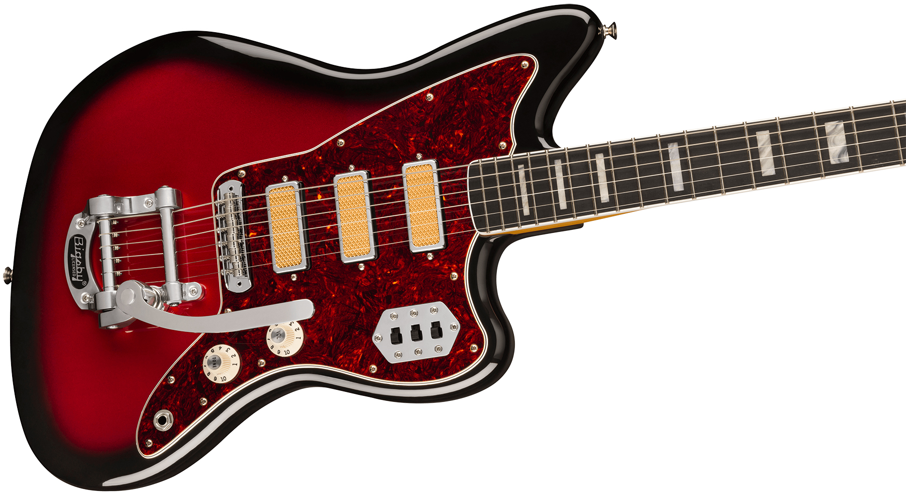 Fender Jazzmaster Gold Foil Ltd Mex 3mh Trem Bigsby Eb - Candy Apple Burst - Retro-rock elektrische gitaar - Variation 2