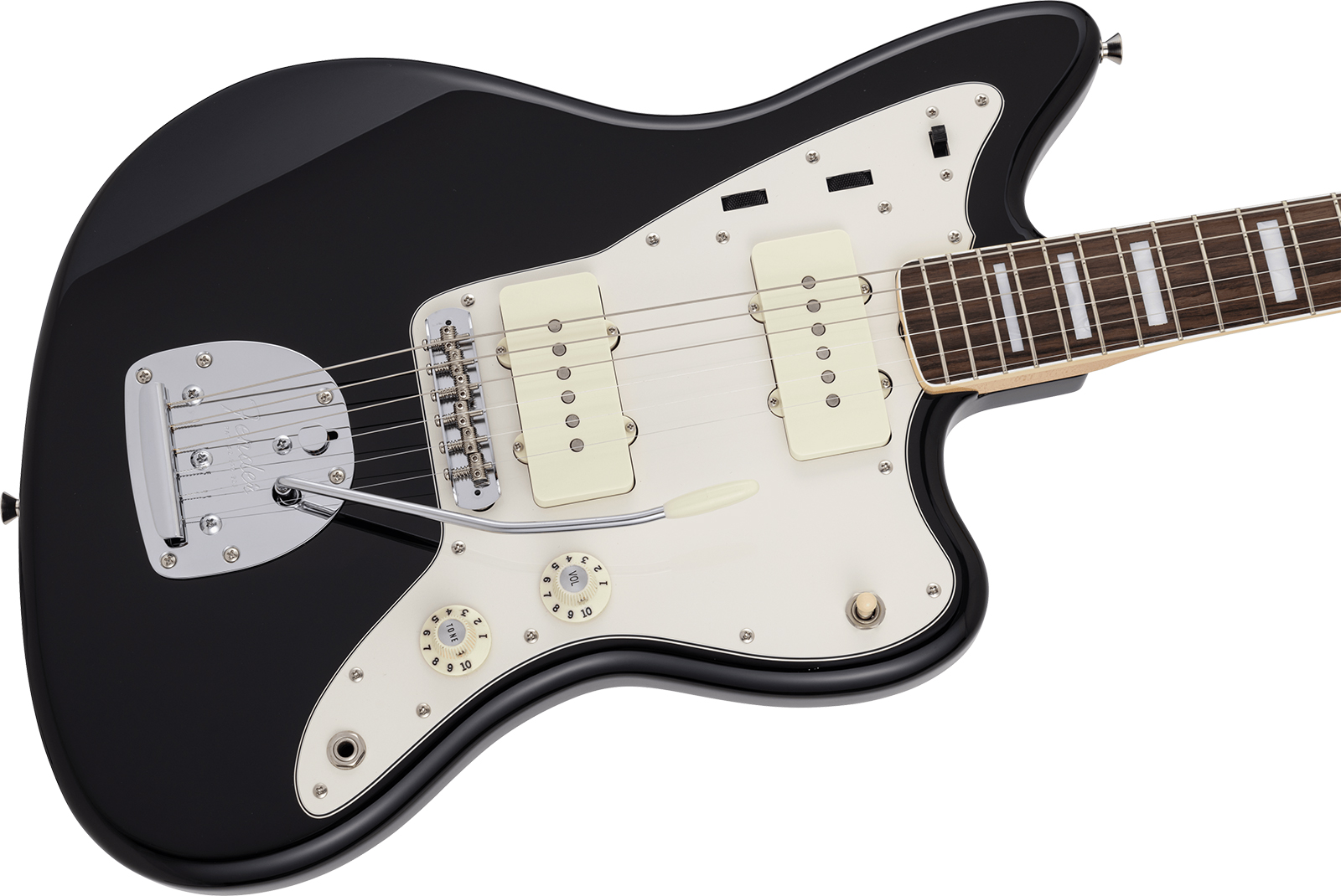 Fender Jazzmaster Late 60s Mij Traditional Ltd Jap 2s Trem Rw - Black - Retro-rock elektrische gitaar - Variation 2