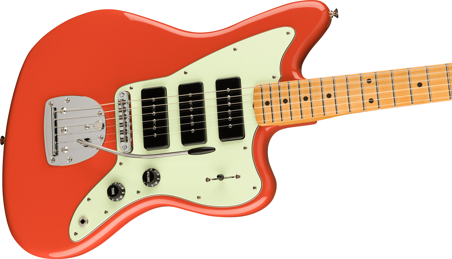 Fender Jazzmaster Noventa Mex Sss Mn +housse - Fiesta Red - Retro-rock elektrische gitaar - Variation 2