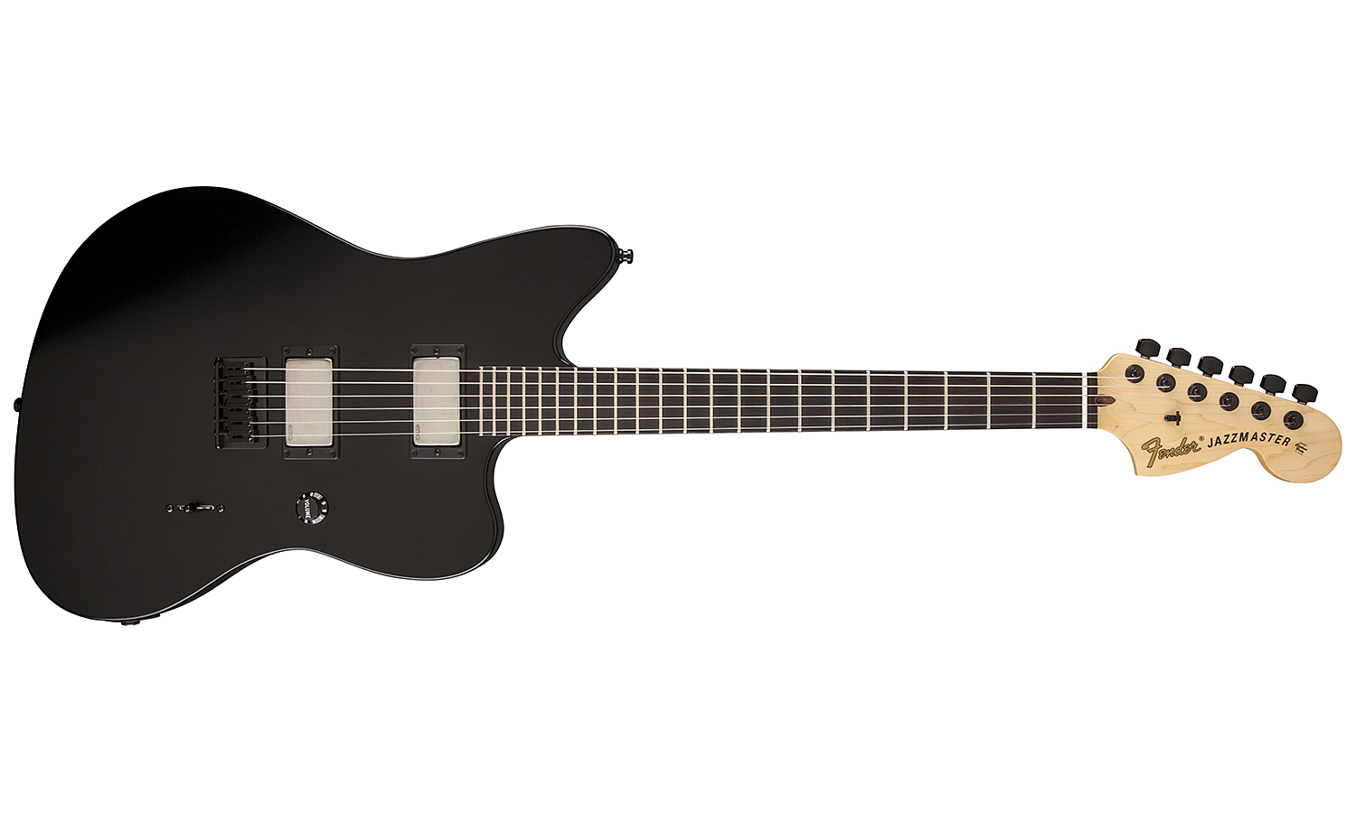 Fender Jim Root Jazzmaster Usa 2h Emg Ht Eb - Flat Black - Retro-rock elektrische gitaar - Variation 1