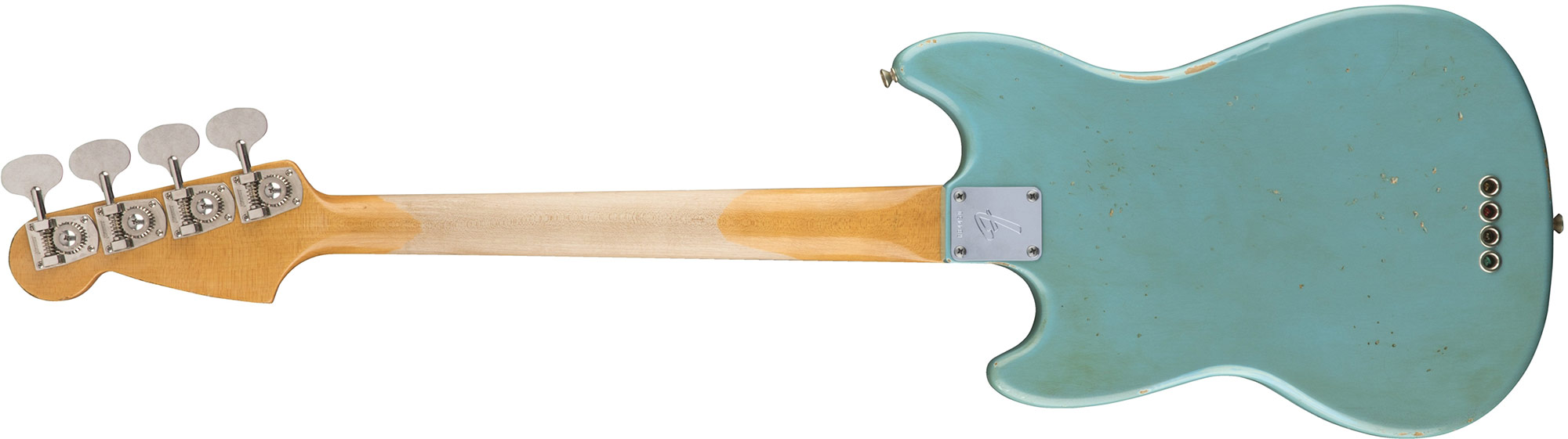 Fender Justin Meldal-johnsen Jmj Mustang Bass Road Worn Mex Rw - Faded Daphne Blue - Short scale elektrische bas - Variation 1