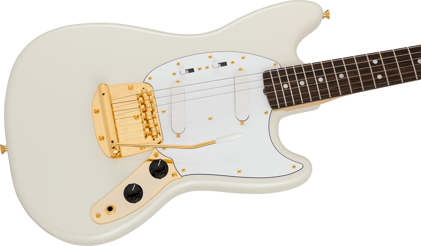 Fender Mustang 60s Traditional Mij Ltd Jap Shsc 2s Trem Rw - White Pearl - Retro-rock elektrische gitaar - Variation 2