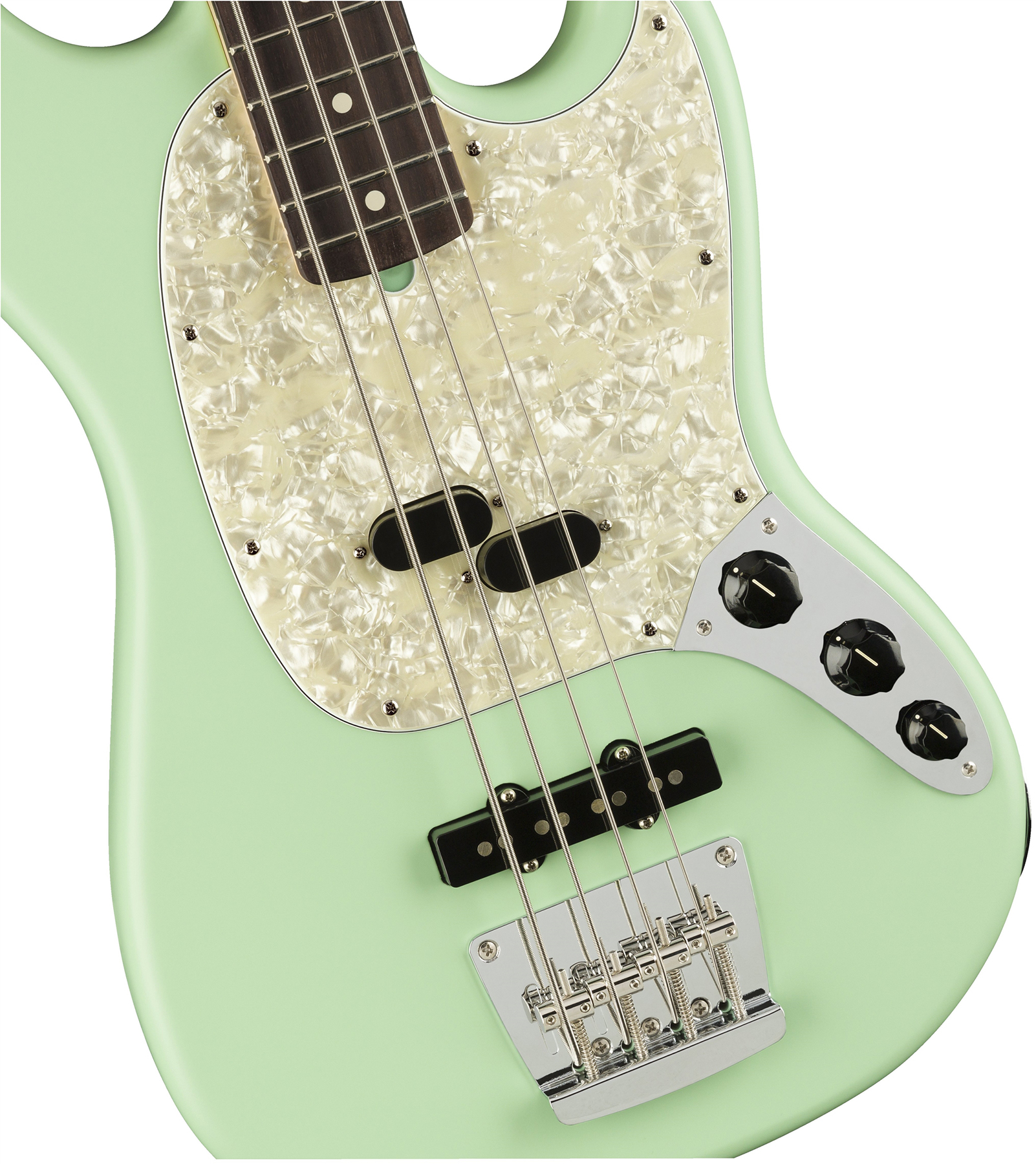 Fender Mustang Bass American Performer Usa Rw - Satin Surf Green - Short scale elektrische bas - Variation 2