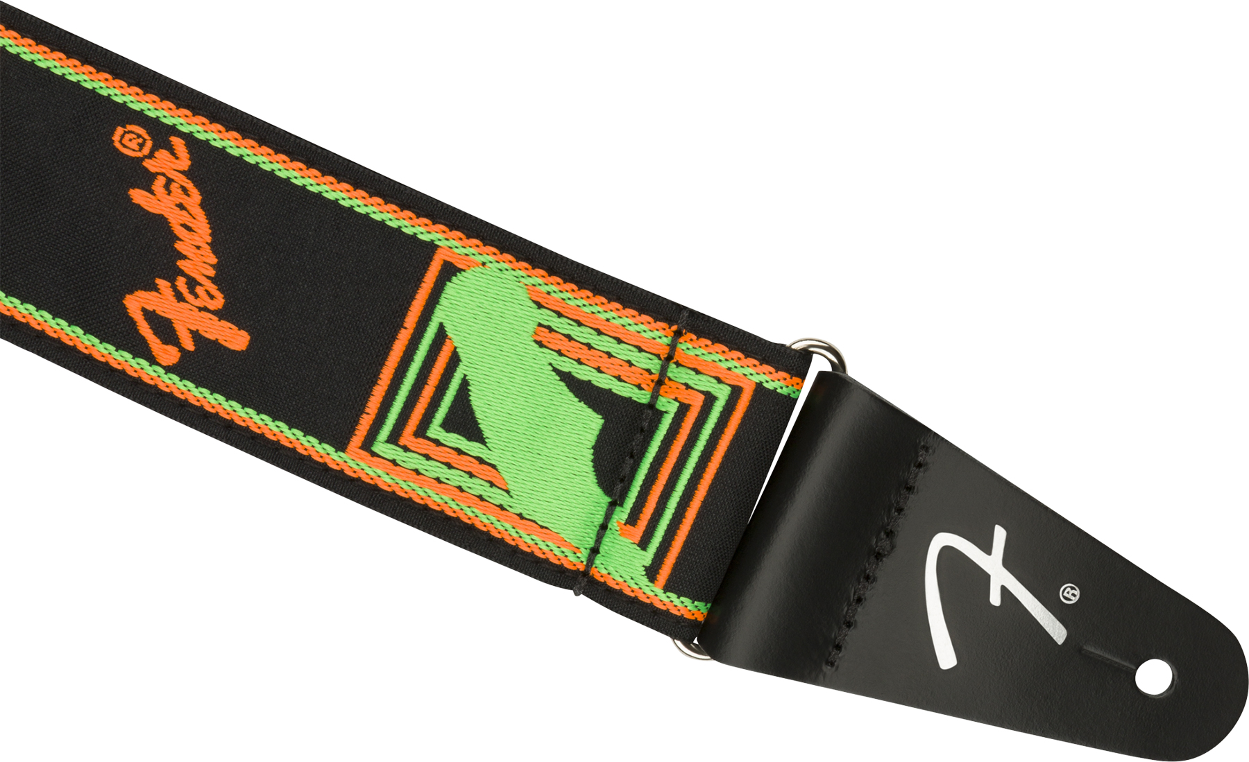 Fender Neon Monogrammed Guitar Strap Poly Green/orange - Gitaarriem - Variation 1