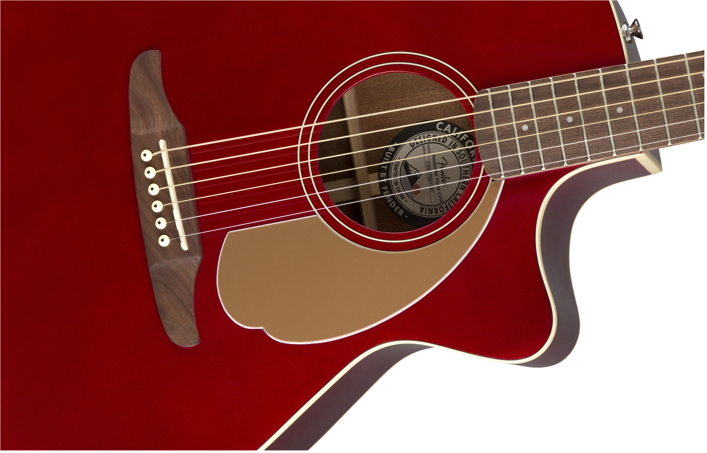 Fender Newporter Player Auditorium Cw Epicea Acajou Wal - Candy Apple Red - Elektro-akoestische gitaar - Variation 3