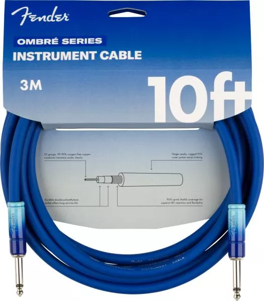 Kabel Fender Ombré Instrument Cable, Straight/Straight, 10ft - Belair Blue
