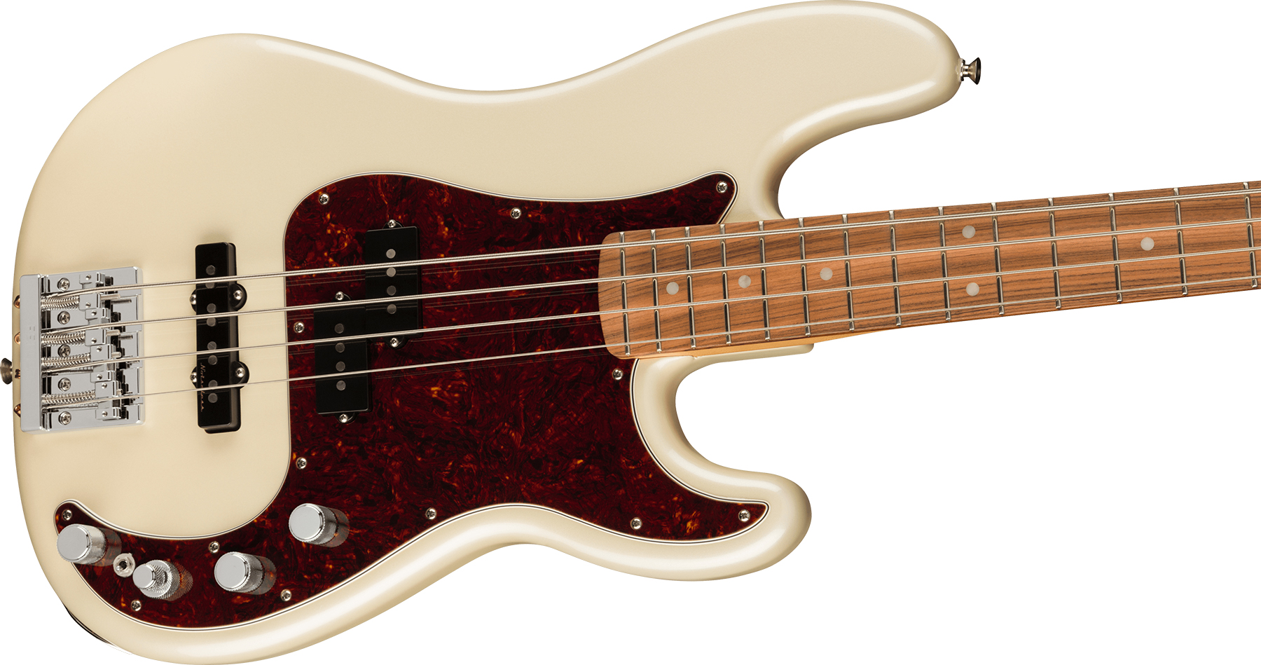 Fender Precision Bass Player Plus Gaucher Mex Active Pf - Olympic Pearl - Solid body elektrische bas - Variation 2