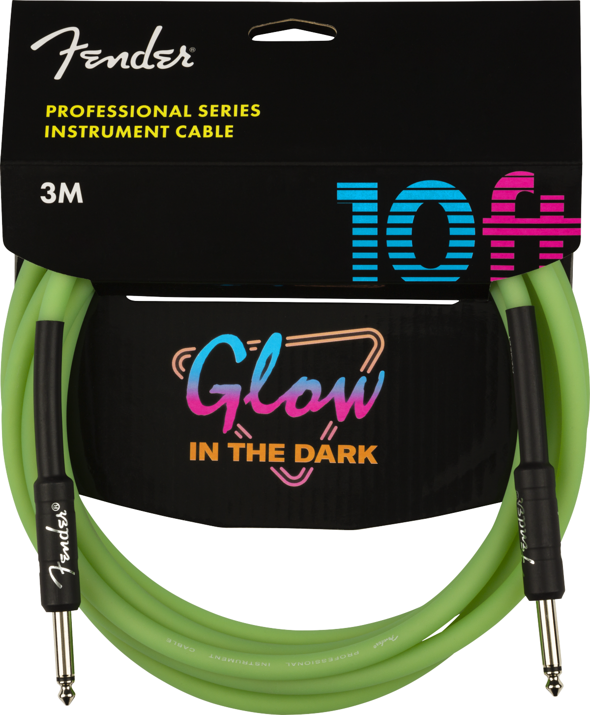 Fender Pro Glow In The Dark Instrument Cable Droit/droit 10ft Green - Kabel - Variation 1