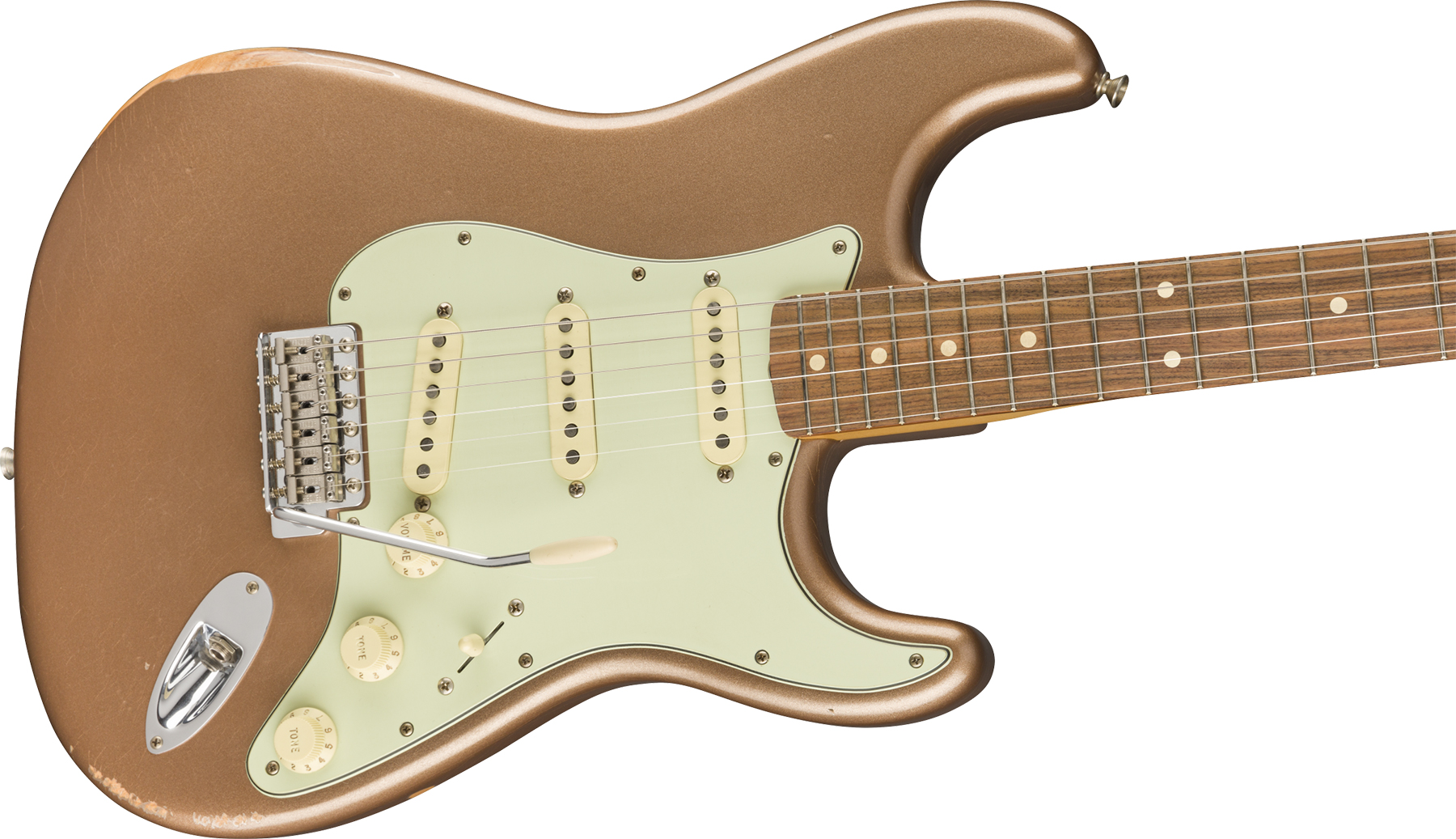 Fender Strat 60s Road Worn Mex Pf - Firemist Gold - Elektrische gitaar in Str-vorm - Variation 2