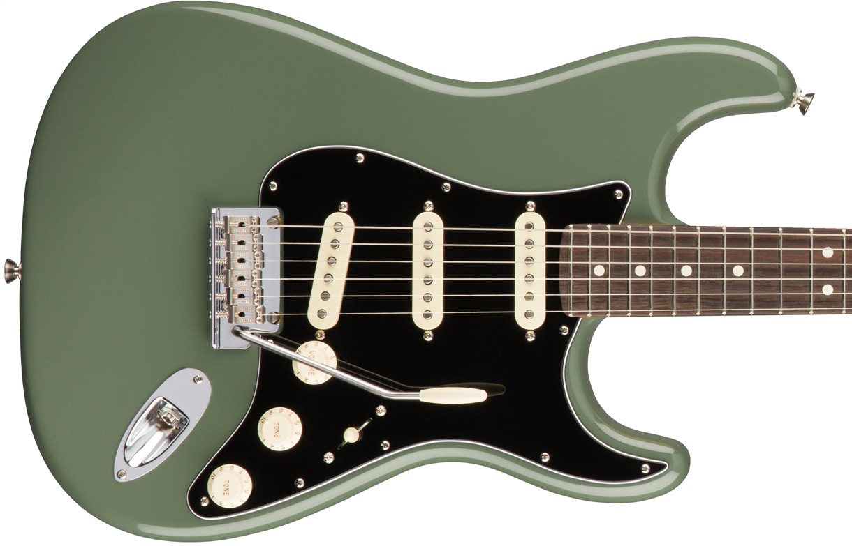 Fender Strat American Professional 2017 3s Usa Rw - Antique Olive - Elektrische gitaar in Str-vorm - Variation 1