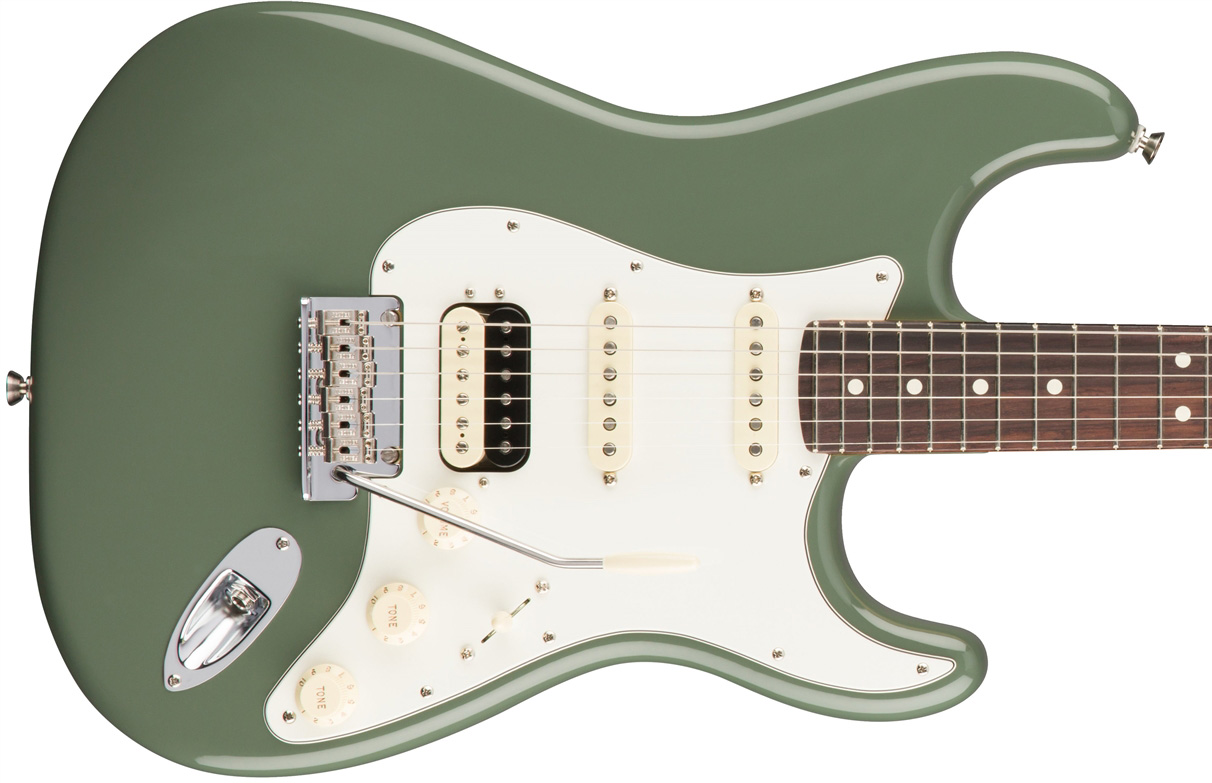 Fender Strat Hss Shawbucker American Professional Usa Rw - Antique Olive - 12-snarige elektrische gitaar - Variation 1