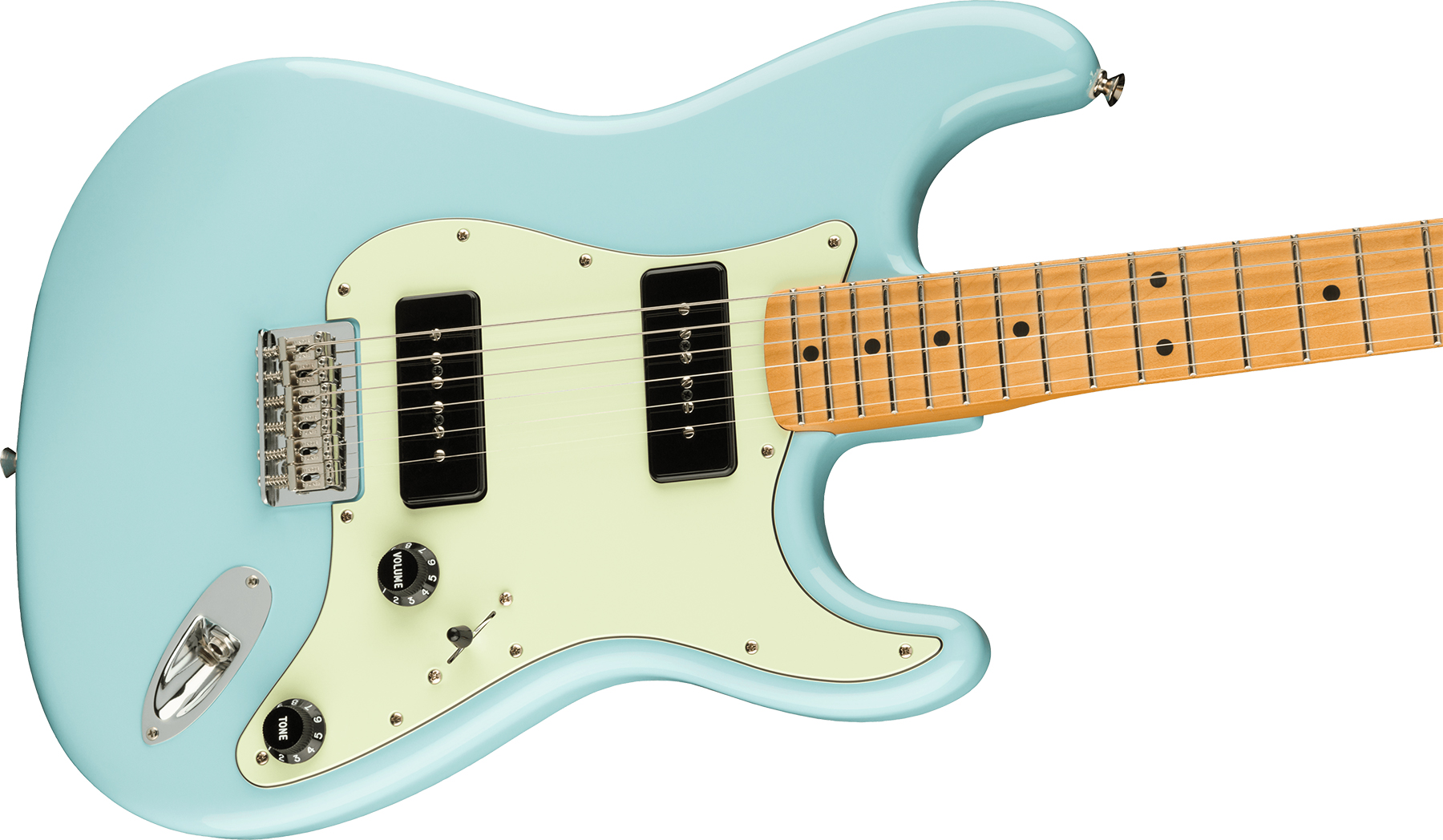 Fender Strat Noventa Mex Ss Ht Mn +housse - Daphne Blue - Elektrische gitaar in Str-vorm - Variation 2