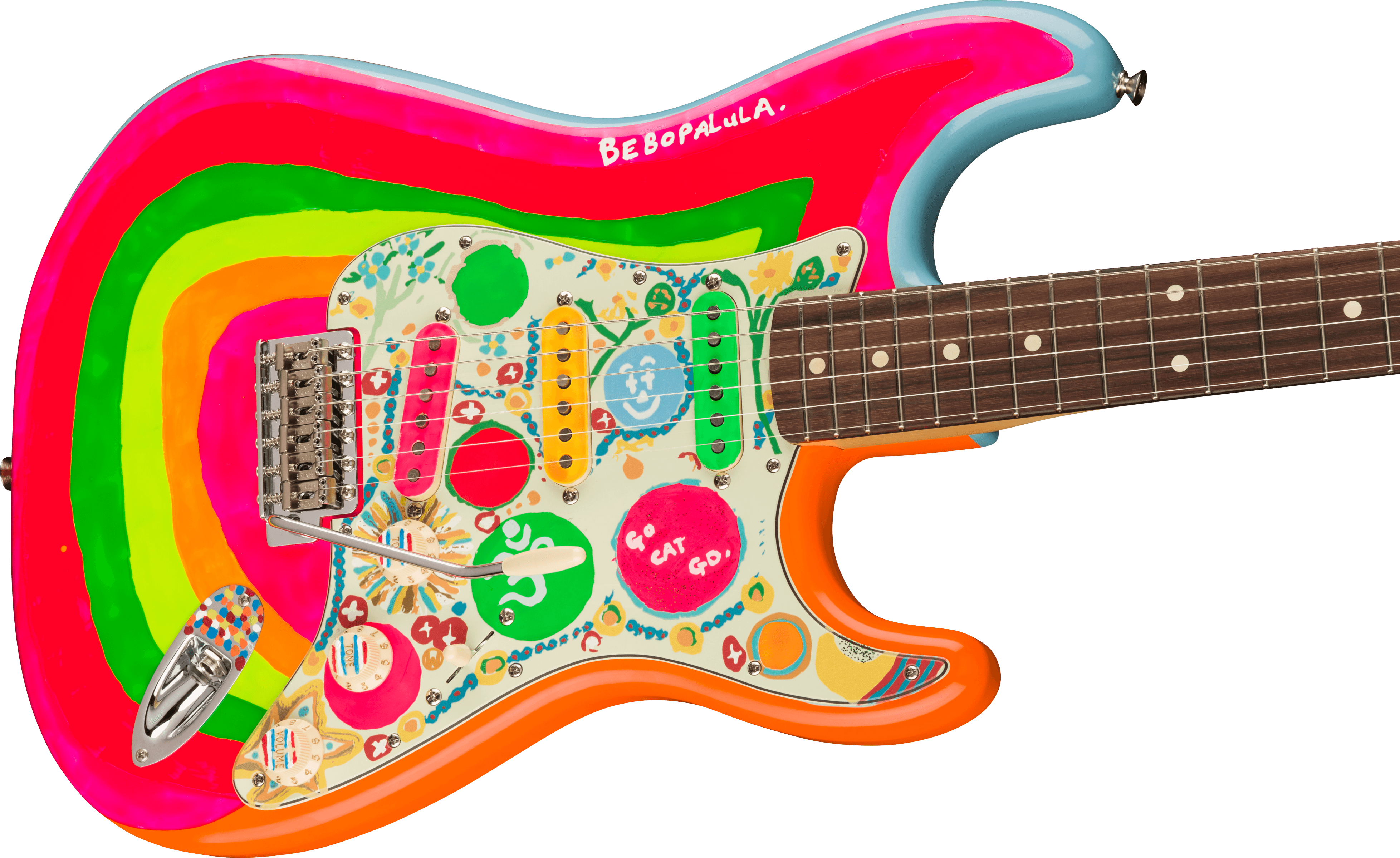 Fender Stratocaster Mex George Harrison Rocky Trem 3s Rw - Hand Painted Rocky Artwork Over Sonic Blue - Elektrische gitaar in Str-vorm - Variation 3