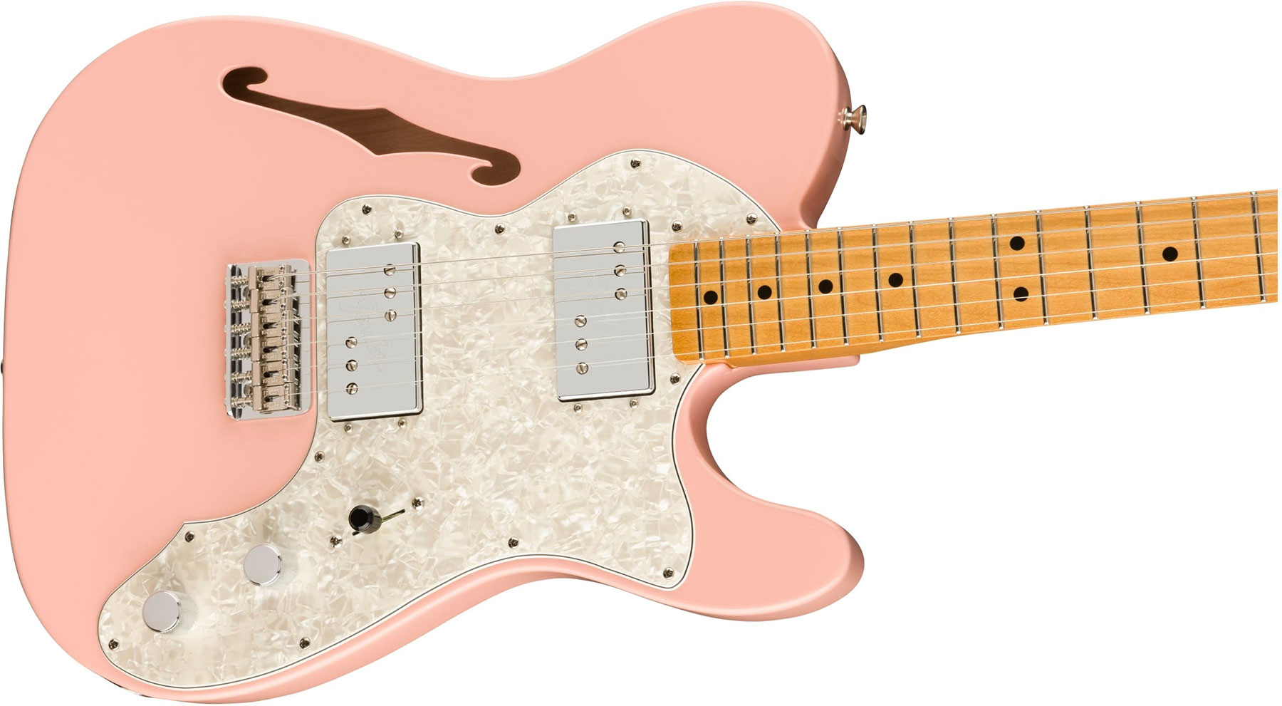 Fender Tele 70s Thinline Vintera Vintage Fsr Ltd Mex Hh Ht Mn - Shell Pink - Televorm elektrische gitaar - Variation 2