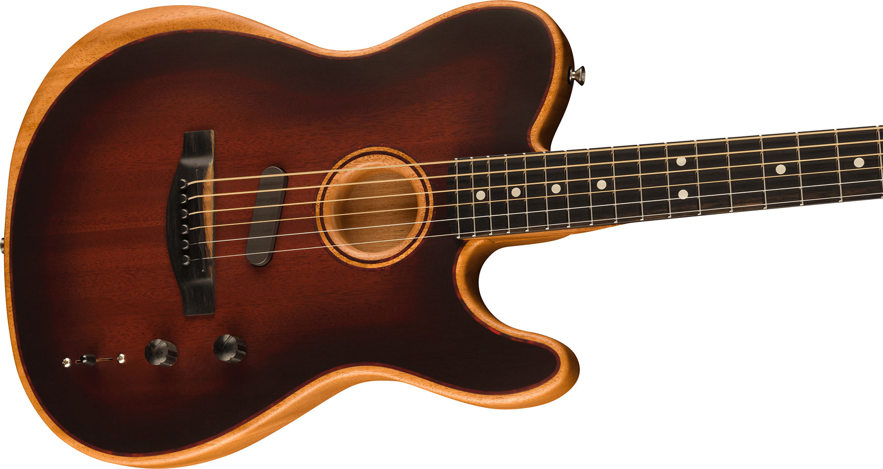 Fender Tele American Acoustasonic All Mahogany Usa Tout Acajou Eb - Bourbon Burst - Elektro-akoestische gitaar - Variation 2