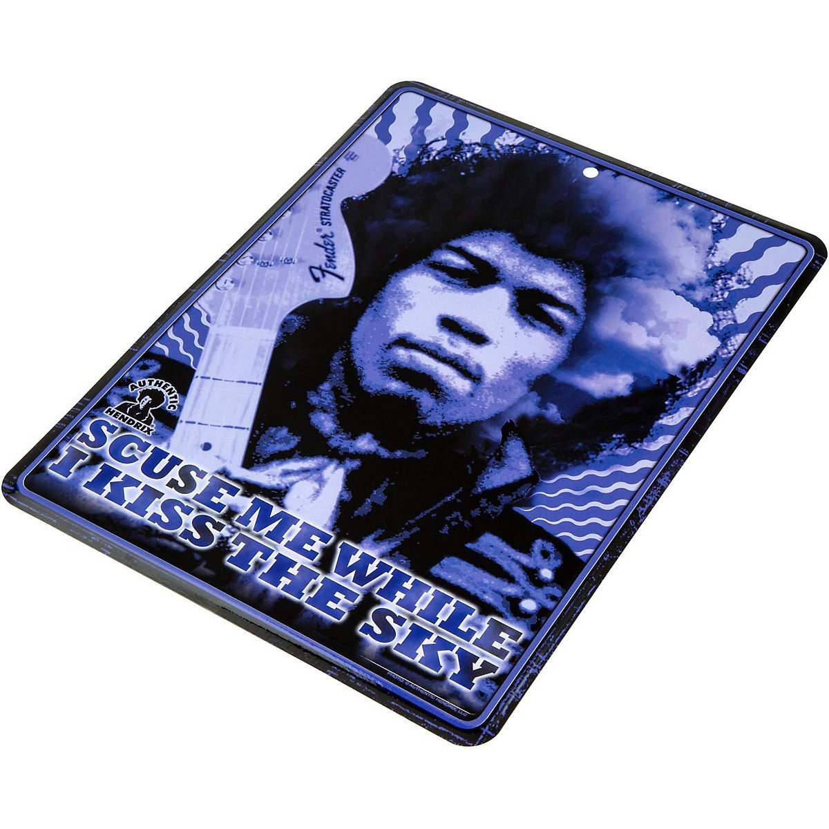 Fender Tin Sign Jimi Hendrix Kiss The Sky - Reclameplaat - Variation 1