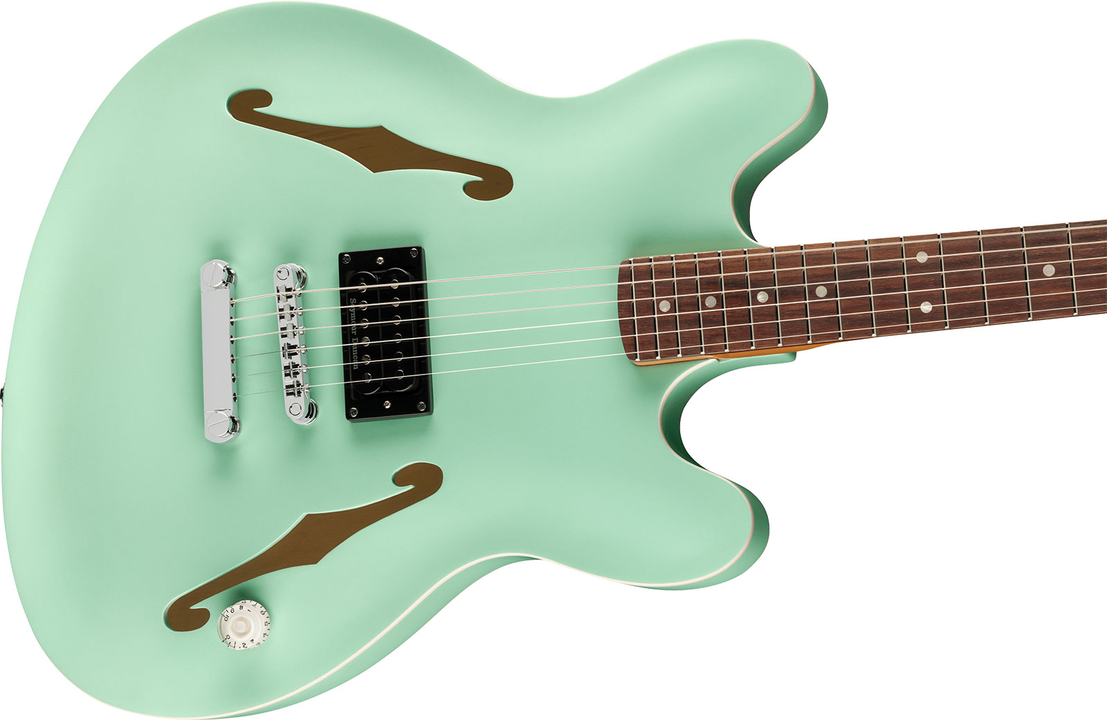 Fender Tom Delonge Starcaster 1h Seymour Duncan Ht Rw - Satin Surf Green - Semi hollow elektriche gitaar - Variation 2