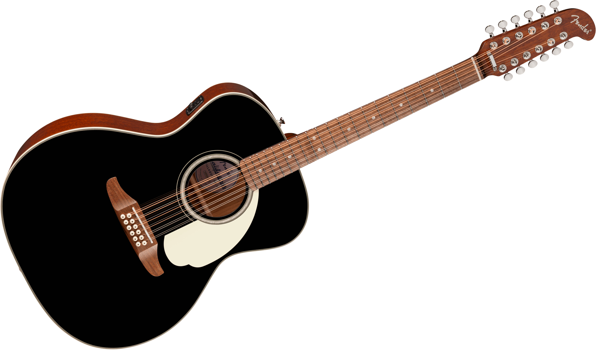 Fender Villager Deluxe E California Orchestra Om 12c Shsc Epicea Acajou Noy - Black - Folk gitaar - Variation 1