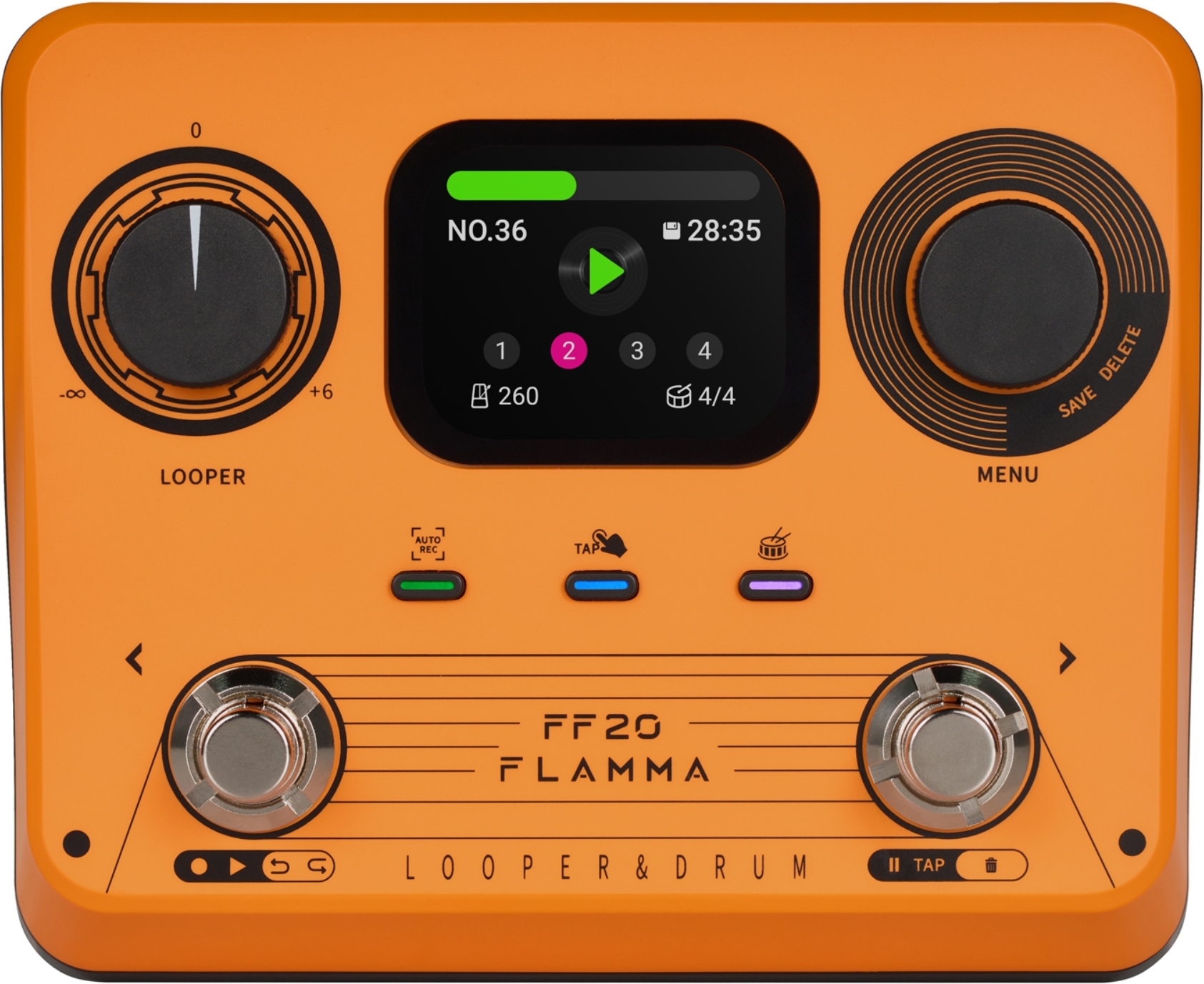 Flamma Ff20 Looper & Drum Machine Orange - Looper effect pedaal - Main picture