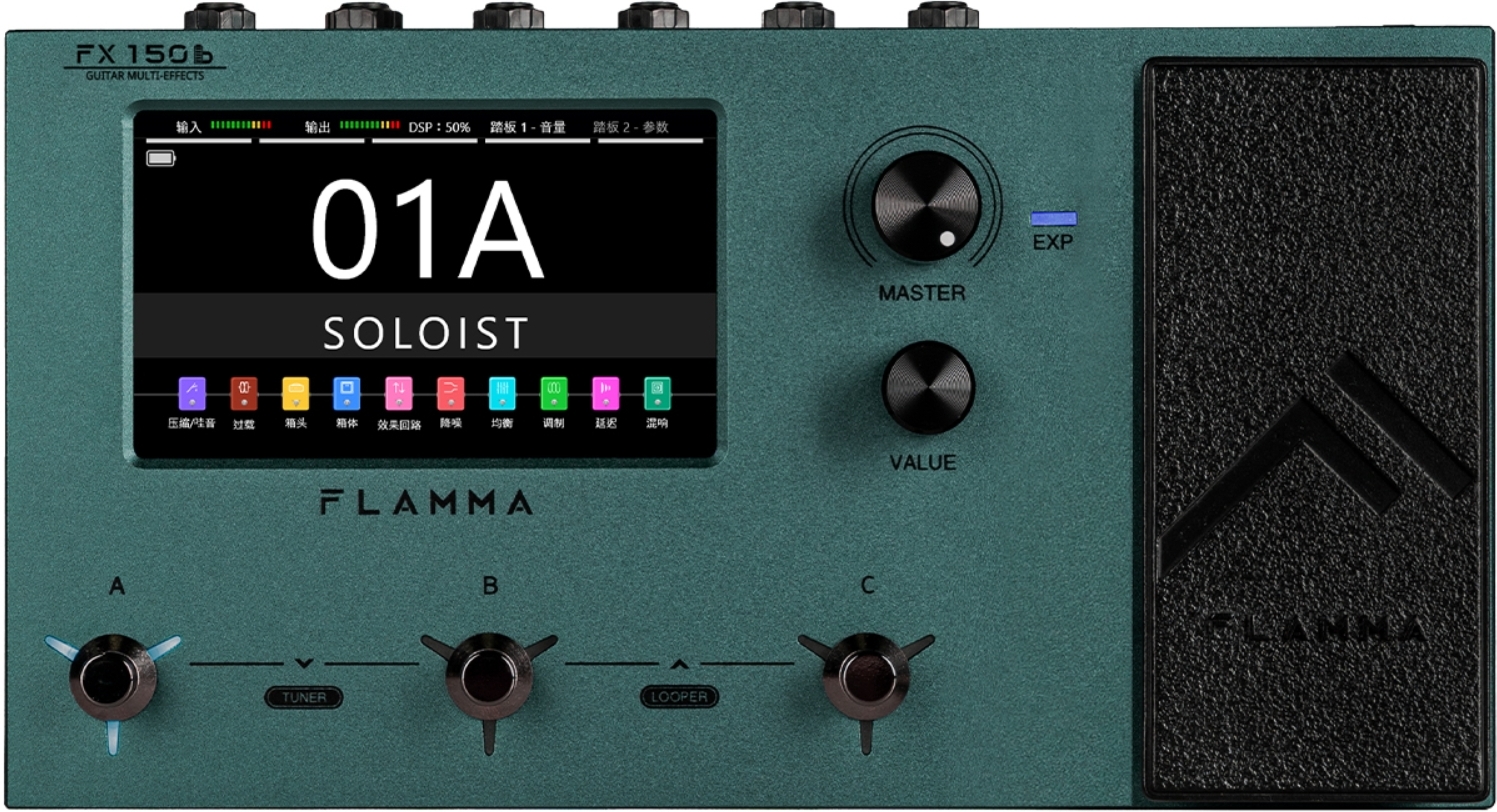 Flamma Fx150b Battery Guitar Multi Effects Nebula Green - Multieffecten Pedaal voor Electrische Gitaar - Main picture