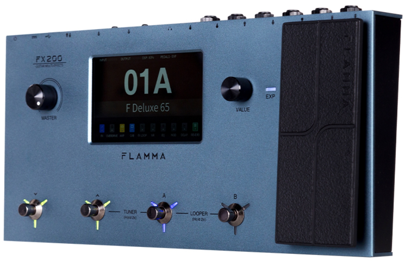 Flamma Fx200 Guitar Multi Effects Galaxy Blue - Multieffecten Pedaal voor Electrische Gitaar - Variation 1