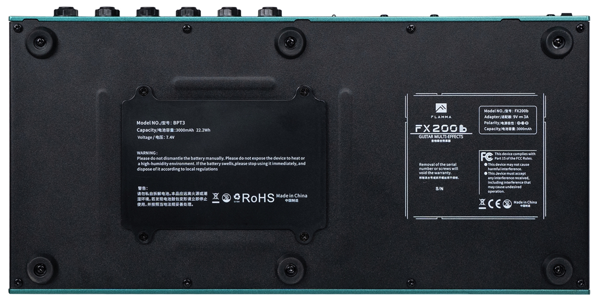 Flamma Fx200b (rechargeable Battery) Guitar Multi Effects Nebula Green - Multieffecten Pedaal voor Electrische Gitaar - Variation 3