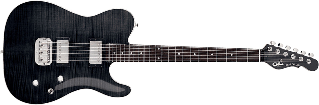 G&l Asat Deluxe Carved Top Tribute 2h Ht Bc - Trans Black - Televorm elektrische gitaar - Main picture