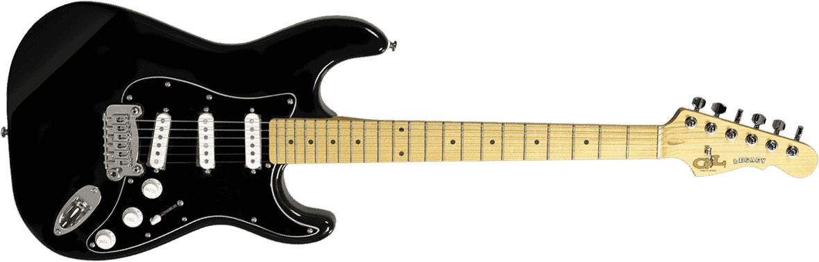 G&l Legacy Tribute Sss Trem Mn - Black - Elektrische gitaar in Str-vorm - Main picture