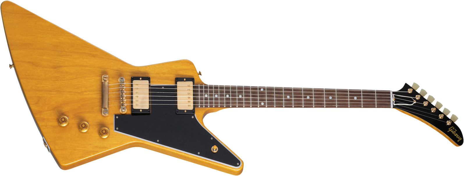 Gibson Custom Shop 1958 Korina Explorer Reissue Black Pickguard 2h Ht Eb - Vos Natural - Metalen elektrische gitaar - Main picture