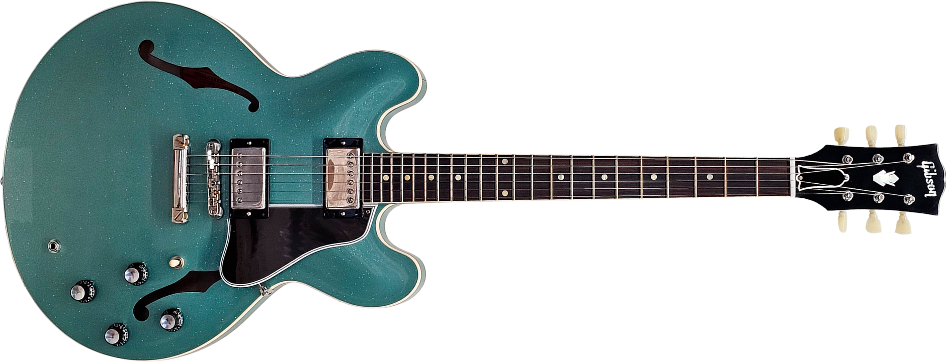 Gibson Custom Shop Es335 1961 Reissue 2h Ht Rw - Murphy Lab Inverness Green Sparkle - Semi hollow elektriche gitaar - Main picture