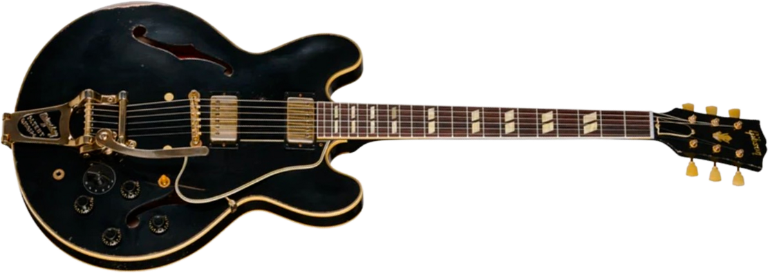 Gibson Custom Shop Es345 Reissue 1959 Bigsby 2h Trem Eb - Murphy Lab Heavy Aged Ebony - Semi hollow elektriche gitaar - Main picture