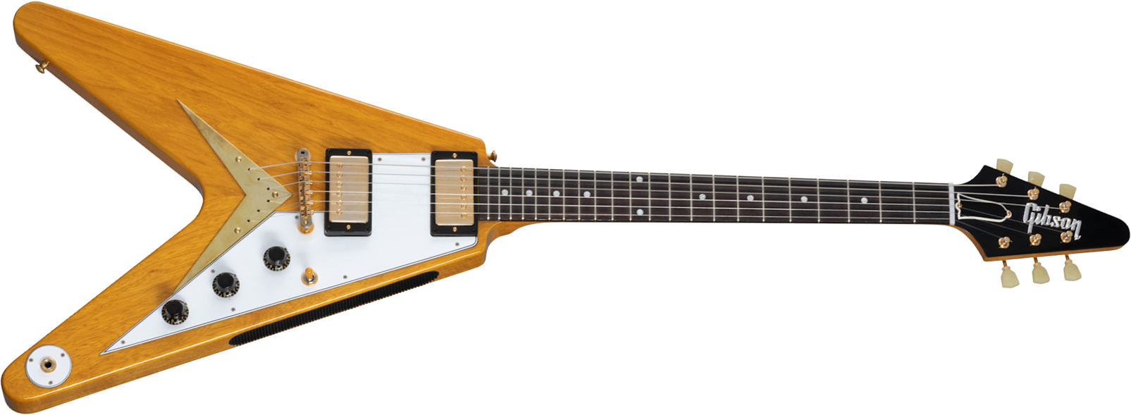 Gibson Custom Shop Flying V 1958 Korina White Pickguard 2h Ht Rw - Vos Natural - Retro-rock elektrische gitaar - Main picture