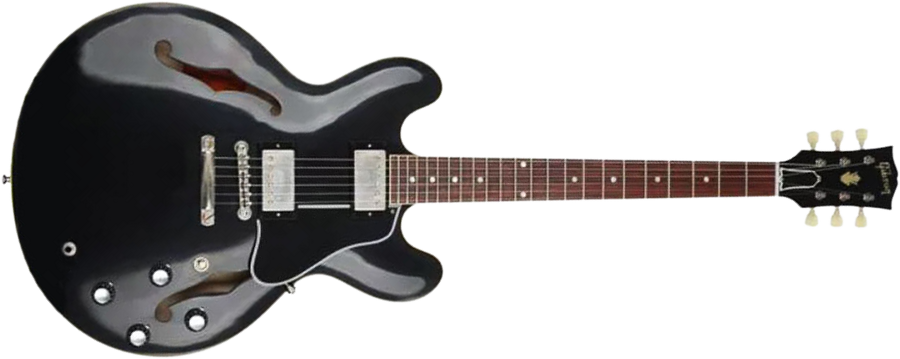 Gibson Custom Shop Historic Es-335 1961 Reissue 2h Ht Rw - Vos Ebony - Semi hollow elektriche gitaar - Main picture